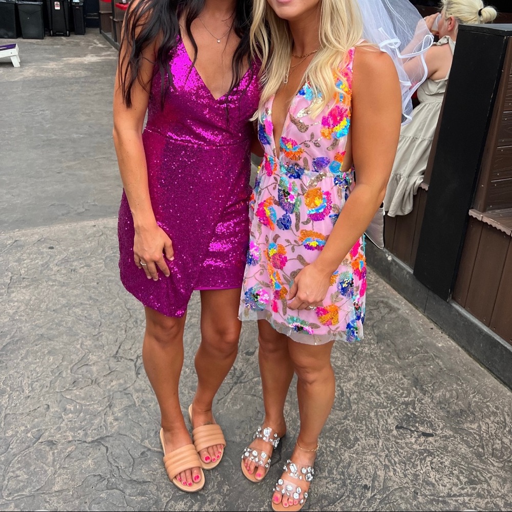 lulus Hilaria Fuchsia Sequin Bodycon Mini Dress